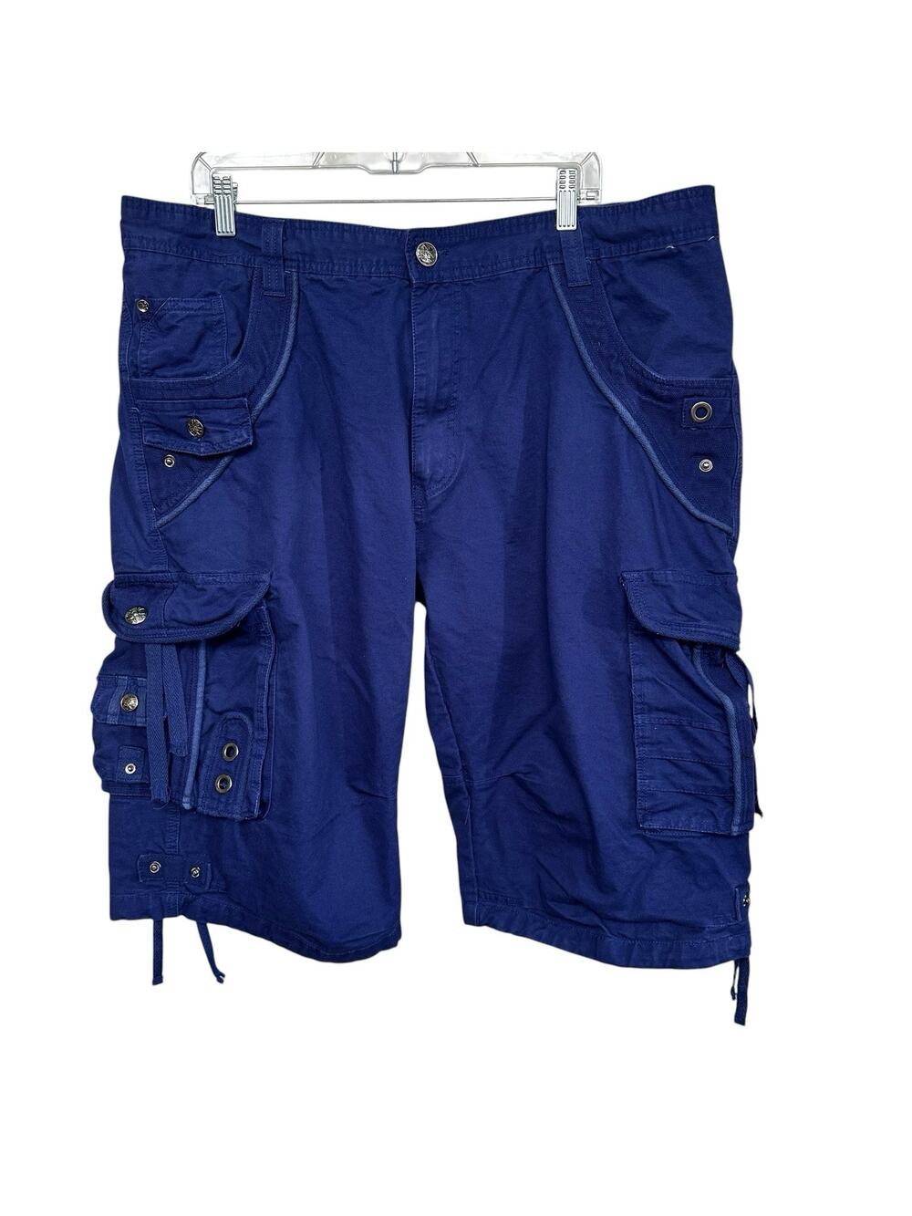Request Jeans Men’s Blue Multi Pocket Utility Cargo Shorts Outdoor Streetwear 40